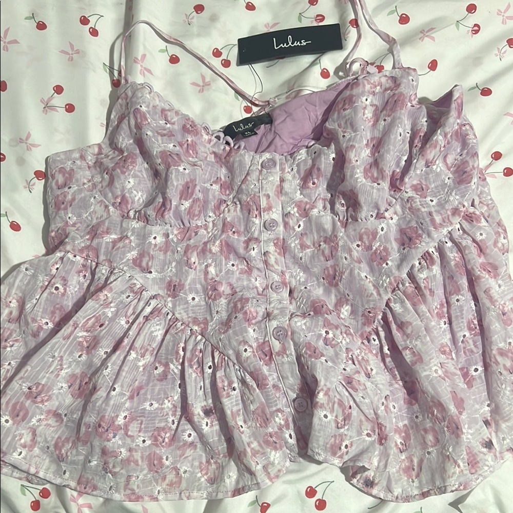 Lulu's Purple Smocked Ruffled Camisole